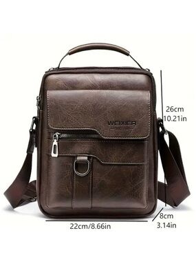 NWT WEIXIER Vintage Brown Shoulder Spacious Multi-Pocket Office Travel Bag